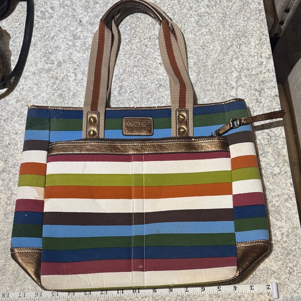 Coach Colorful Striped Tote Bag